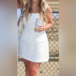 Amanda Uprichard Bethany Romper in Whie Jacquard